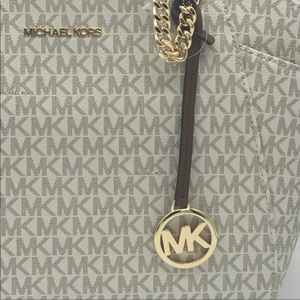 MICHAEL KORS LG CHAIN SHOULDER TOTE VANILLA - Picture 9 of 16